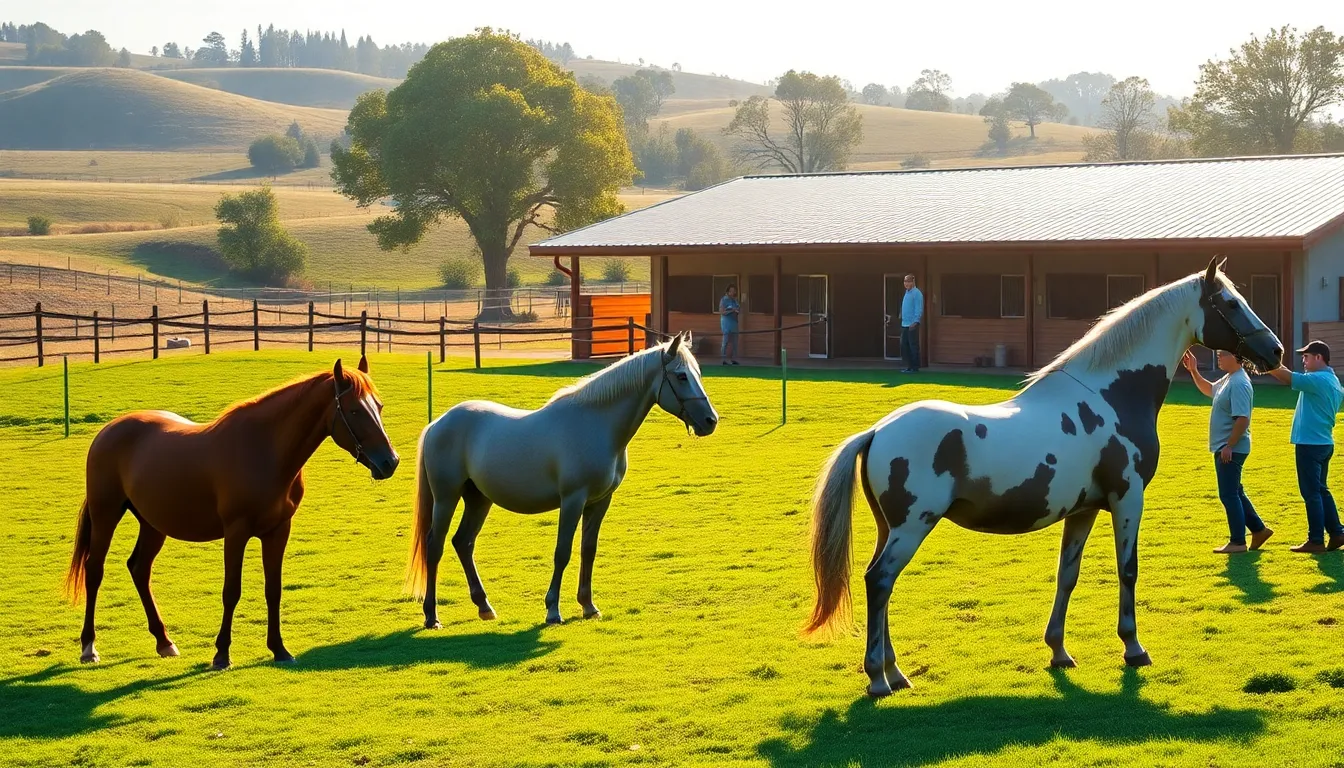 elderly horses in a peaceful retirement home setting.