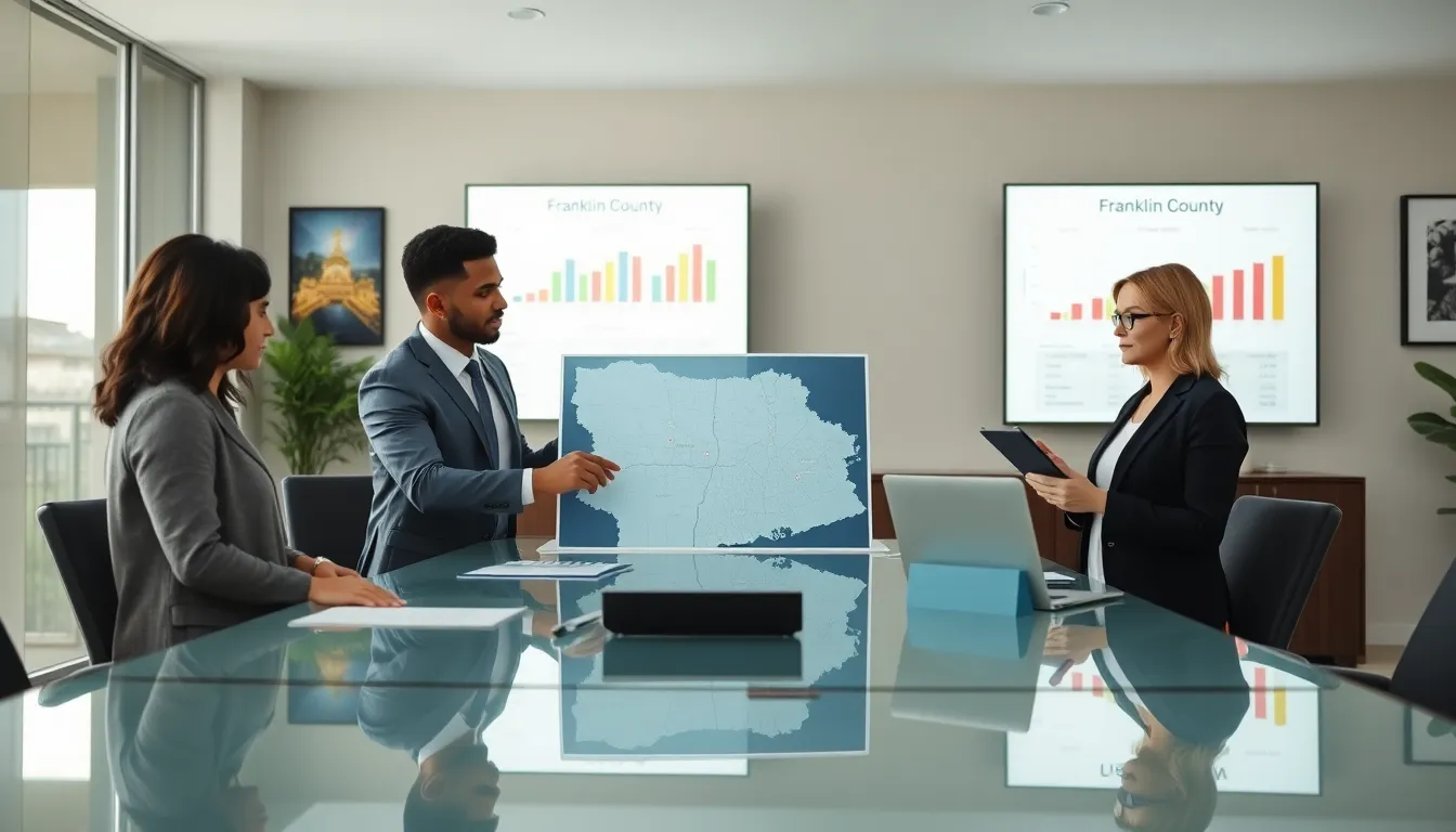 diverse team discussing property taxes in a modern office.